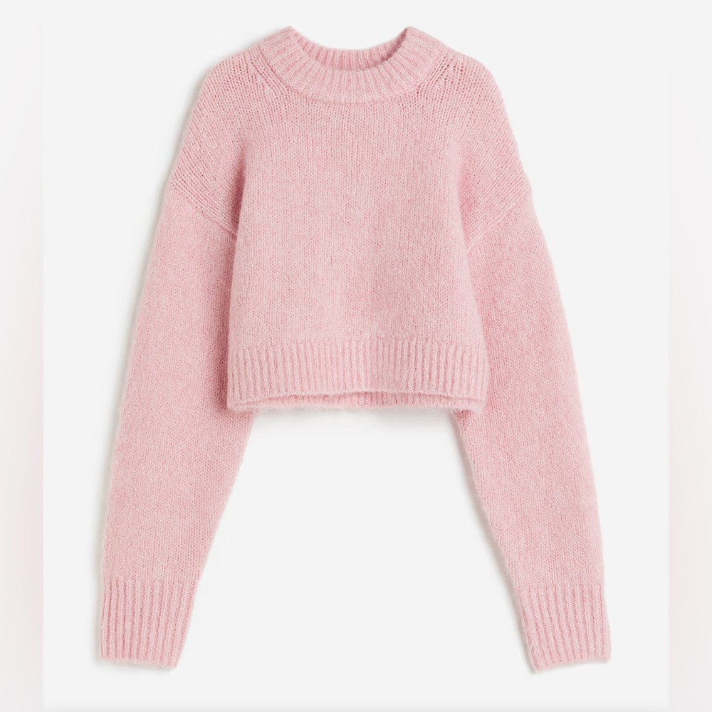 H&M Cropped Baby Pink Mock Turtleneck Sweater